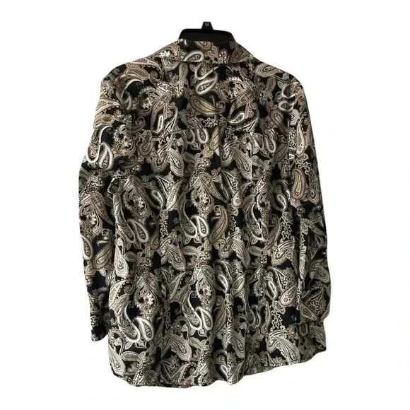 Foxcorft wrinkle free Paisley Print Button-Up Blouse Women Size14W - Picture 2 of 4